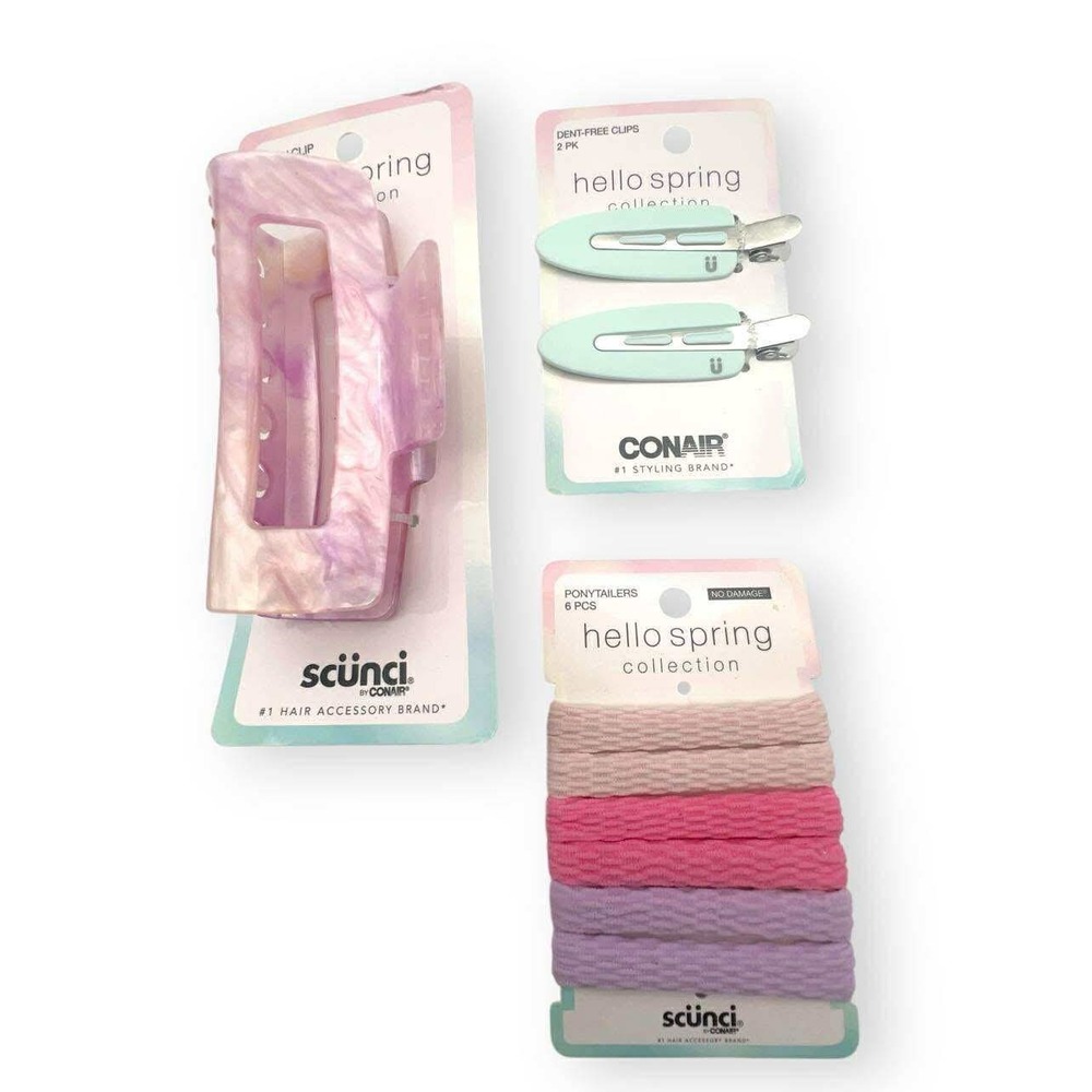 Scunci Conair Hello Spring‎ Hair Accessories Claw Clips Ponytailers Barrettes